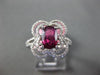 ESTATE WIDE 1.83CT DIAMOND & AAA RUBY 18KT WHITE GOLD 3D FLOWER ENGAGEMENT RING