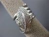 ANTIQUE WIDE .60CT DIAMOND 14KT WHITE GOLD 3D CLASSIC PAVE LEAF COIL RING #16809