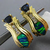 ESTATE LARGE 3.16CT DIAMOND AAA SAPPHIRE & OPAL 14K YELLOW GOLD CLIP ON EARRINGS