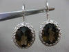 ESTATE 4.6CT DIAMOND & SMOKY TOPAZ 14K WHITE GOLD OVAL CLASSIC HANGING EARRINGS