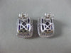 ESTATE LARGE 3.37CT DIAMOND & AMETHYST 14KT WHITE GOLD RECTANGULAR STUD EARRINGS