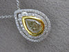 ESTATE GIA 1.76CT WHITE FANCY YELLOW DIAMOND 18KT GOLD PEAR SHAPE DOUBLE PENDANT