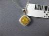 ESTATE 1.40CT WHITE & FANCY YELLOW DIAMOND 18KT 2 TONE GOLD SQUARE HALO PENDANT