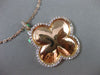 ESTATE LARGE .90CT DIAMOND 18KT ROSE GOLD 3D 4 CLOVER HALO LOVE FLOATING PENDANT