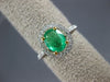 ESTATE 1.08CT DIAMOND & AAA EMERALD 18KT TWO TONE GOLD 3D HALO ENGAGEMENT RING