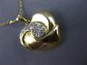 ESTATE .38CT DIAMOND 14KT YELLOW GOLD CLASSIC 3D SWIRL PUFF HEART PENDANT #322