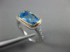 ESTATE 2.35CT DIAMOND & AAA BLUE TOPAZ 14KT 2 TONE GOLD SEMI ETERNITY BEZEL RING