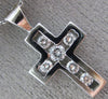 ESTATE .50CT ROUND DIAMOND 14KT WHITE GOLD 3D CLASSIC ETOILE CROSS PENDANT #807