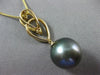 ESTATE LARGE .39CT DIAMOND 18KT YELLOW GOLD 3D TAHITIAN PEARL FLOATING PENDANT