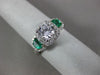 ESTATE 1.31CT DIAMOND & AAA SEMI MOON EMERALD 14KT WHITE GOLD 3D ENGAGEMENT RING