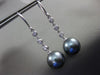 ESTATE .09CT DIAMOND 14KT WHITE GOLD TAHITIAN PEARL BY THE YARD HANGING EARRINGS