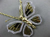 ESTATE LARGE .50CT DIAMOND 18KT WHITE & YELLOW GOLD 3D HAPPY BUTTERFLY PENDANT