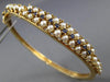 ANTIQUE WIDE .30CT SAPPHIRE & AAA PEARL 14KT YELLOW GOLD BANGLE BRACELET #24210