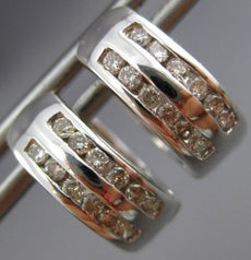 ESTATE .36CT ROUND CUT DIAMOND 14KT WHITE GOLD 3D TWO ROW HUGGIE EARRINGS #20610