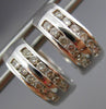 ESTATE .36CT ROUND CUT DIAMOND 14KT WHITE GOLD 3D TWO ROW HUGGIE EARRINGS #20610