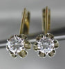 ANTIQUE .60CT DIAMOND 14K WHITE & YELLOW GOLD 3D SOLITAIRE LEVERBACK EARRINGS