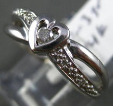 ESTATE .10CT ROUND DIAMOND 14KT WHITE GOLD 3D WAVE SOLITAIRE HEART LOVE RING