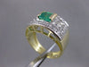 ANTIQUE WIDE 1.25CTW OLD MINE CUT DIAMOND EMERALD 14K GOLD BAND RING 12MM #2008