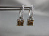 LARGE 2.65CT WHITE & CHOCOLATE FANCY DIAMOND 18K WHITE GOLD HALO SQUARE EARRINGS
