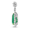 ESTATE 12.32CT DIAMOND & AAA EMERALD 18KT 2 TONE GOLD 3D TEAR DROP HALO PENDANT