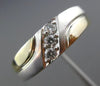 ESTATE .10CT DIAMOND 14KT WHITE & YELLOW GOLD 3D THREE STONE MENS WEDDING RING