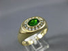 ESTATE 1.25CT DIAMOND & AAA GREEN GARNET 14KT YELLOW GOLD OVAL CLASSIC MENS RING