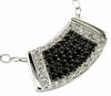 1.18CT WHITE & BLACK DIAMOND 14KT WHITE GOLD 3D MULTI ROW TRIANGULAR FUN PENDANT