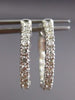 ESTATE .95CT DIAMOND 14KT WHITE GOLD 3D CLASSIC DOUBLE SIDED HOOP EARRINGS 2mm