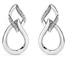 ESTATE .12CT DIAMOND 18KT WHITE GOLD 3D CLASSIC TEAR DROP HANGING LOVE EARRINGS