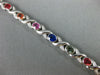 ESTATE 7.04CT DIAMOND & OMBRE RAINBOW SAPPHIRE 14K WHITE GOLD 3D X LOVE BRACELET