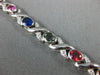 ESTATE 7.04CT DIAMOND & OMBRE RAINBOW SAPPHIRE 14K WHITE GOLD 3D X LOVE BRACELET