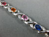 ESTATE 7.04CT DIAMOND & OMBRE RAINBOW SAPPHIRE 14K WHITE GOLD 3D X LOVE BRACELET