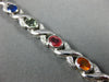 ESTATE 7.04CT DIAMOND & OMBRE RAINBOW SAPPHIRE 14K WHITE GOLD 3D X LOVE BRACELET