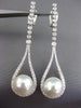 LARGE .92CT DIAMOND & SOUTH SEA PEARL 18KT WHITE GOLD TEAR DROP HANGING EARRINGS