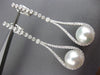 LARGE .92CT DIAMOND & SOUTH SEA PEARL 18KT WHITE GOLD TEAR DROP HANGING EARRINGS