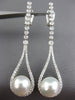 LARGE .92CT DIAMOND & SOUTH SEA PEARL 18KT WHITE GOLD TEAR DROP HANGING EARRINGS