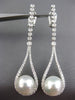 LARGE .92CT DIAMOND & SOUTH SEA PEARL 18KT WHITE GOLD TEAR DROP HANGING EARRINGS