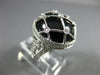 ESTATE LARGE .65CT DIAMOND & AAA ONYX 18KT WHITE GOLD ROUND FILIGREE ETOLIE RING