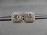 ESTATE .69CT ROUND & BAGUETTE DIAMOND 18KT WHITE GOLD 3D SQUARE HEXAGON EARRINGS