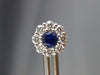 ESTATE .85CT DIAMOND & AAA SAPPHIRE 18KT WHITE GOLD CLASSIC FLOWER STUD EARRINGS