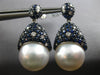 LARGE 3.45CT DIAMOND AAA SAPPHIRE & AAA SOUTH SEA PEARL 18K WHITE GOLD EARRINGS