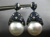 LARGE 3.45CT DIAMOND AAA SAPPHIRE & AAA SOUTH SEA PEARL 18K WHITE GOLD EARRINGS