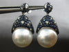 LARGE 3.45CT DIAMOND AAA SAPPHIRE & AAA SOUTH SEA PEARL 18K WHITE GOLD EARRINGS