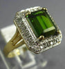ESTATE 4.58CT DIAMOND & AAA GREEN TORMALINE 14K 2 TONE GOLD HALO ENGAGEMENT RING
