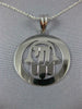 ESTATE LARGE 14KT WHITE GOLD 3D CLASSIC CHAI HAMSA FLOATING LUCKY PENDANT #1601