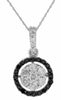 ESTATE .52CT WHITE & BLACK DIAMOND 14KT WHITE GOLD 3D CLUSTER CLASSIC PENDANT