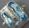 ESTATE WIDE 2.71CT DIAMOND & AAA BLUE TOPAZ 14KT WHITE GOLD 3D FUN LOVE RING