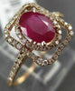 ESTATE WIDE .92CT DIAMOND & AAA RUBY 14KT ROSE GOLD DOUBLE HALO ENGAGEMENT RING