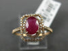 ESTATE WIDE .92CT DIAMOND & AAA RUBY 14KT ROSE GOLD DOUBLE HALO ENGAGEMENT RING
