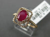 ESTATE WIDE .92CT DIAMOND & AAA RUBY 14KT ROSE GOLD DOUBLE HALO ENGAGEMENT RING